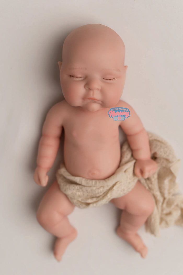 Ellis, 12-inch fully platinum silicone baby doll (front view) — Little Mamas Nursery