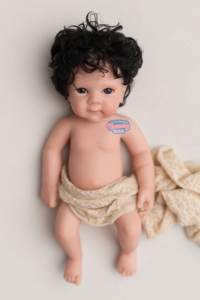 Finley, 16-inch fully platinum silicone baby doll (side view) — Little Mamas Nursery