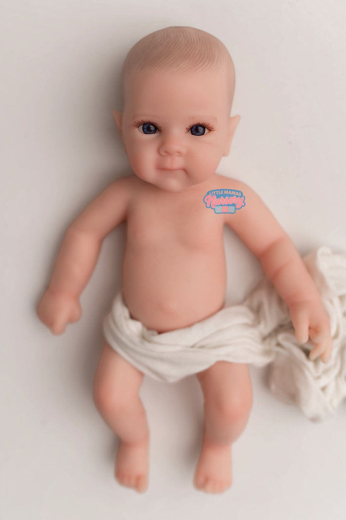 Finley, 16-inch fully platinum silicone baby doll (close-up) — Little Mamas Nursery