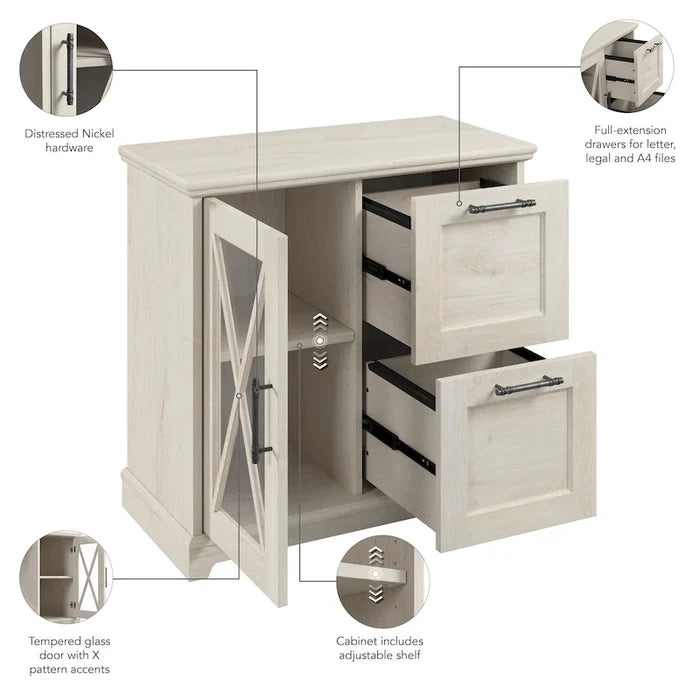 2 Drawer Lateral File Cabinet with Shelves