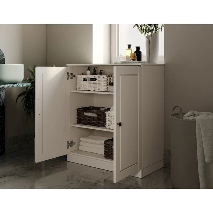 32" Solid Wood Bathroom Cabinet with Solid Doors and Adjustable Shelves