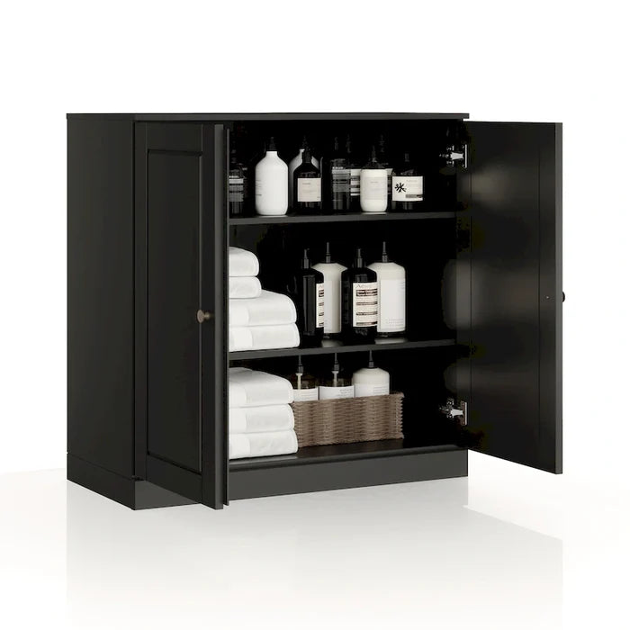 32" Solid Wood Bathroom Cabinet with Solid Doors and Adjustable Shelves