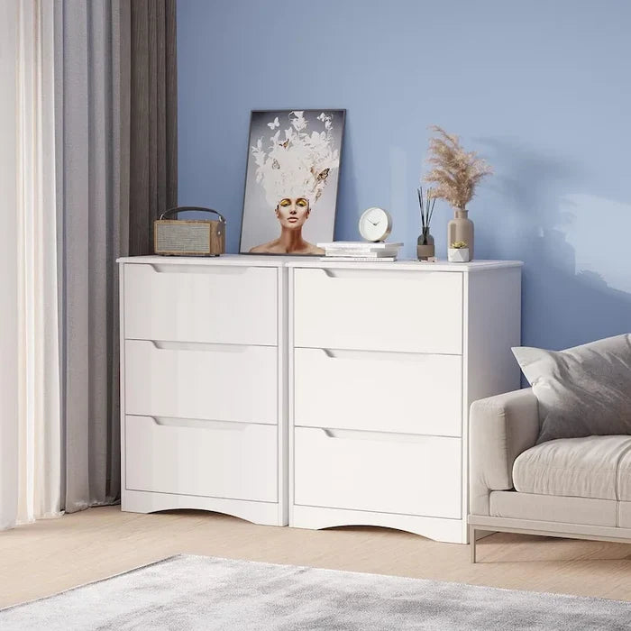 4 Drawer Dresser Chest of Drawers White for Bedroom Modern Style