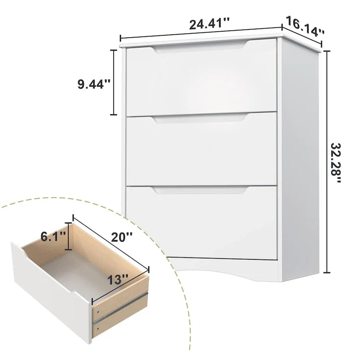 4 Drawer Dresser Chest of Drawers White for Bedroom Modern Style