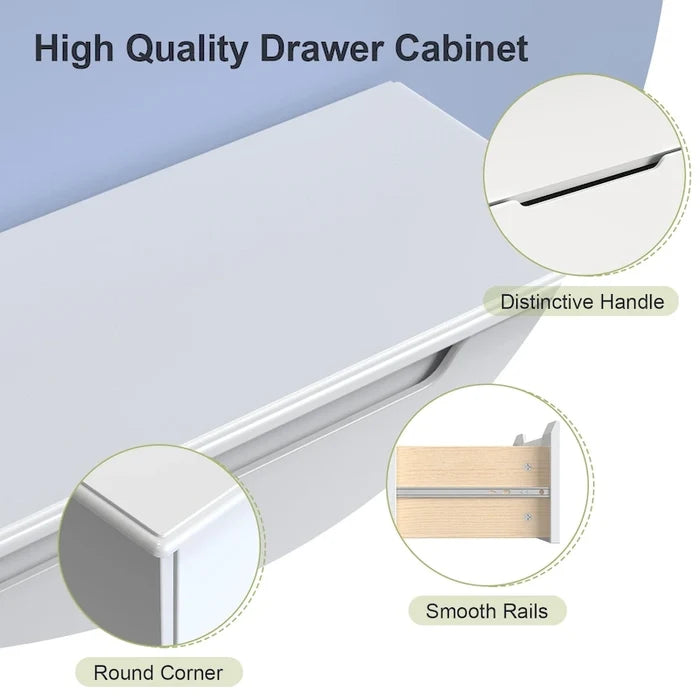 4 Drawer Dresser Chest of Drawers White for Bedroom Modern Style