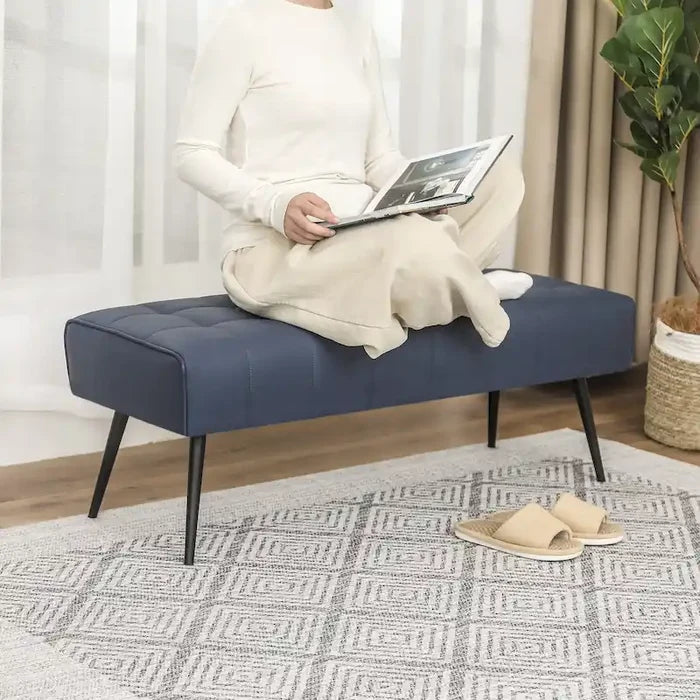 41 Inches Faux Leather Tufted Ottoman Bench for Living Room