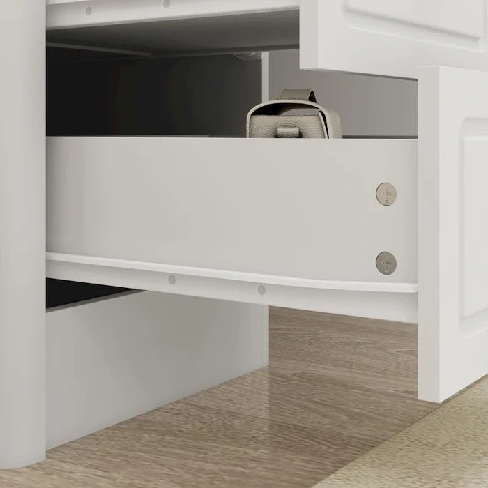 43.3W White Makeup Vanity Desk with Mirror and Nine Drawers