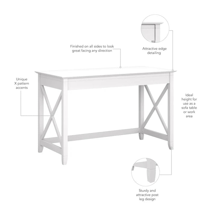 48W Writing Desk with X-Panel Accents and Post Leg Design