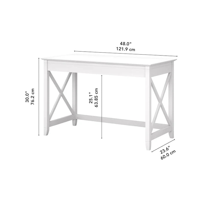 48W Writing Desk with X-Panel Accents and Post Leg Design