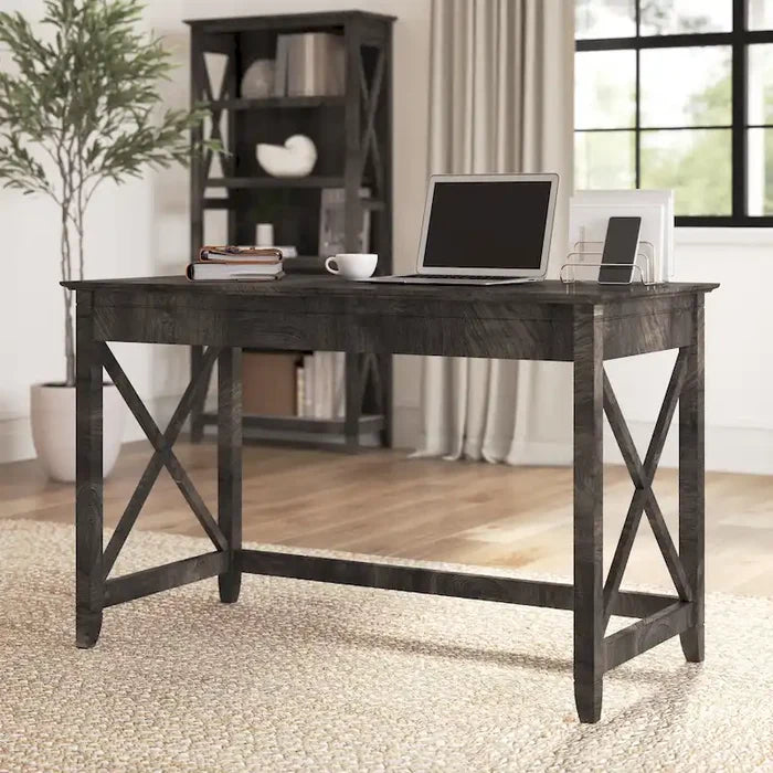 48W Writing Desk with X-Panel Accents and Post Leg Design