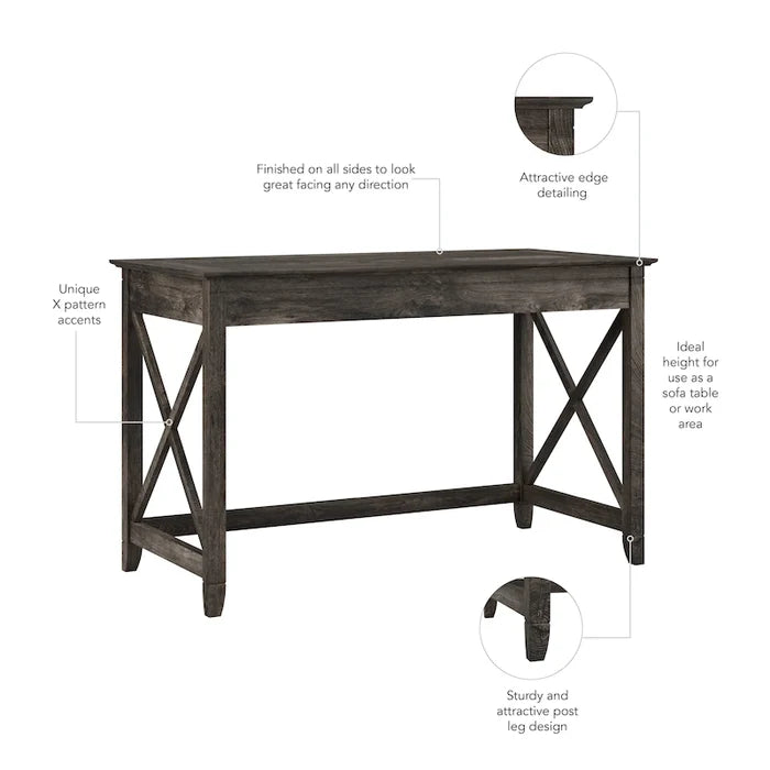 48W Writing Desk with X-Panel Accents and Post Leg Design