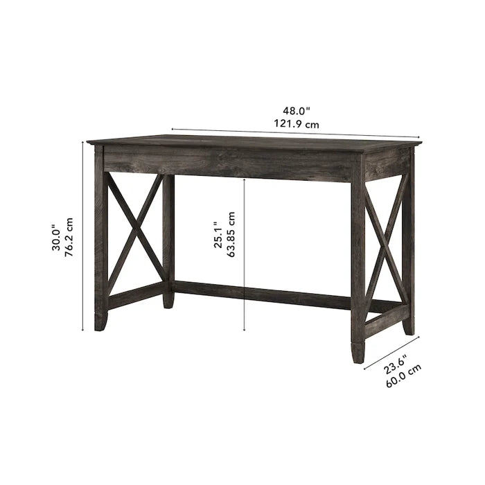 48W Writing Desk with X-Panel Accents and Post Leg Design