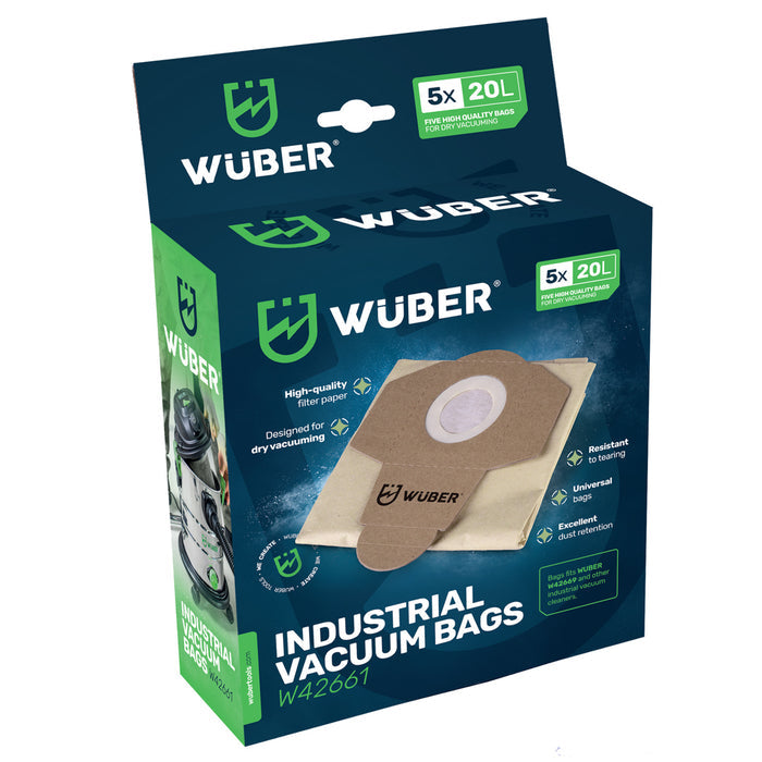 5x Worki do odkurzacza przemysłowego 20 l WUBER