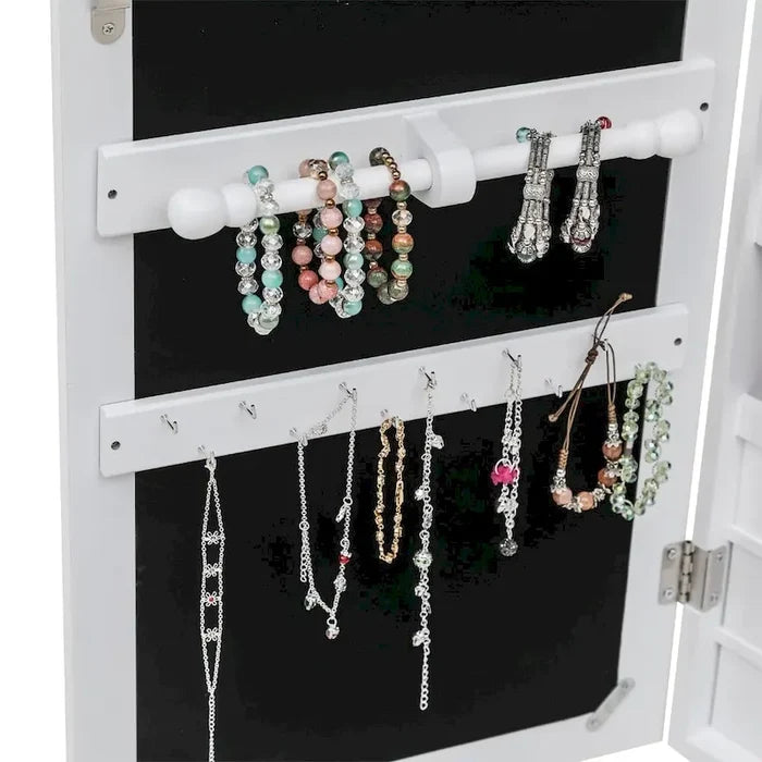 6-Drawer Wooden Wall Hanging White Jewelry Armoire Cabinet