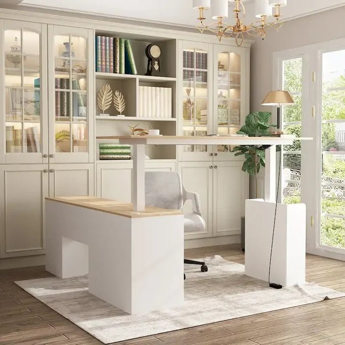 63 Inch Adjustable Height Standing Desk with Storage Drawers