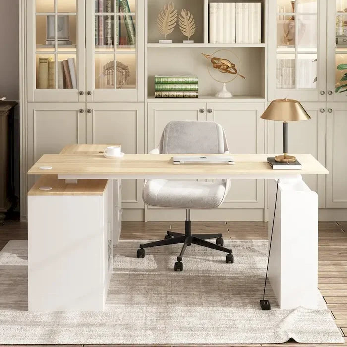 63 Inch Adjustable Height Standing Desk with Storage Drawers