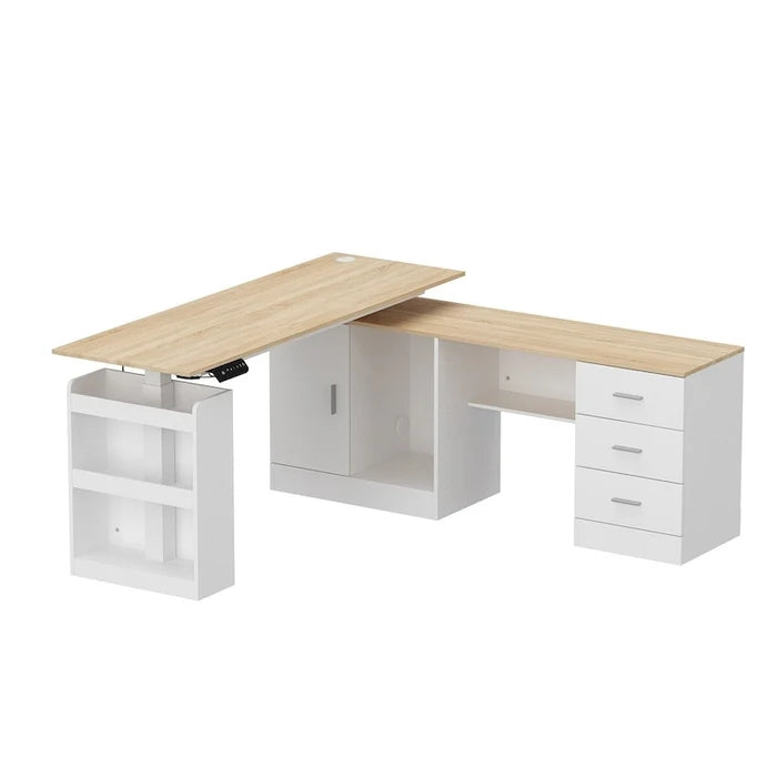 63 Inch Adjustable Height Standing Desk with Storage Drawers