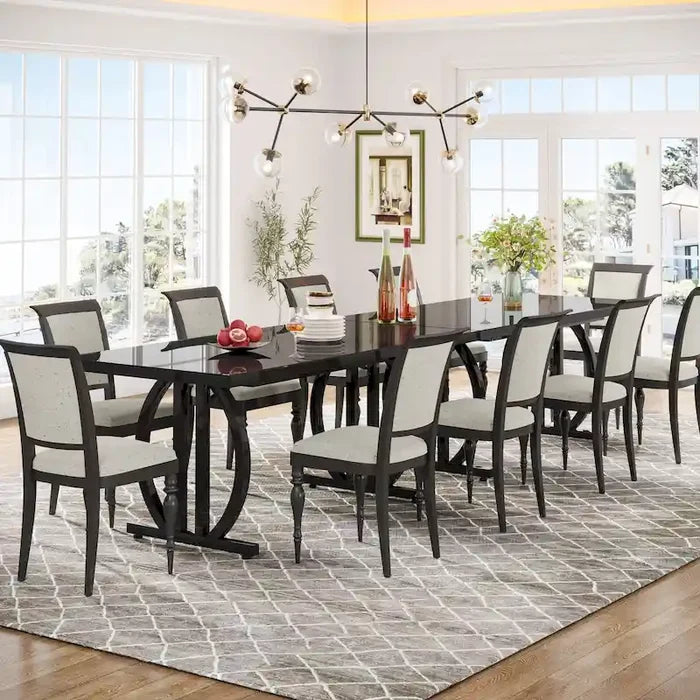 63-Inch Large Dining Table for 4-6 People with High Gloss Finish