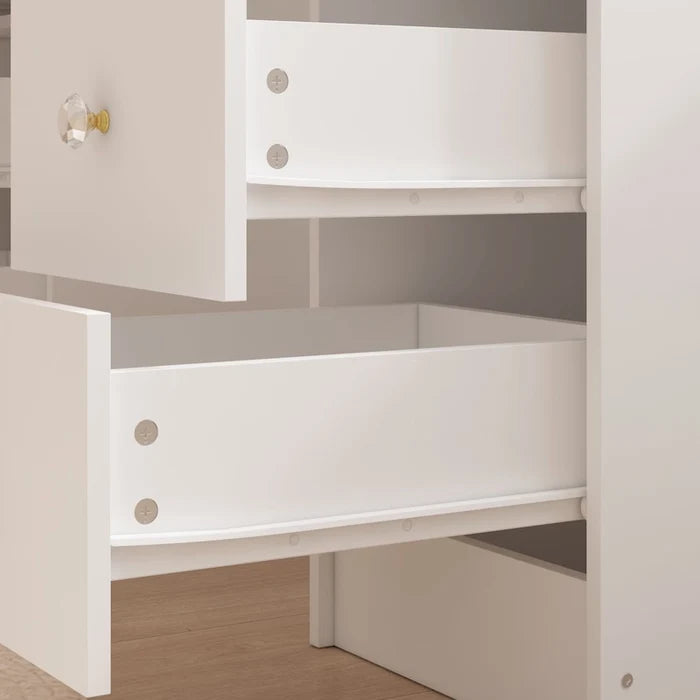 9-Drawer Vanity Desk with LED Mirror and Soft-Close Drawers