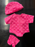 Velvet Heart Onesie, Hat & Booties Set — Little Mamas Nursery
