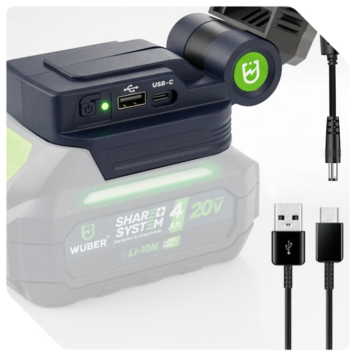 Adapter z lampką LED powerbank 20V USB-C latarka lampa Share+ System WUBER