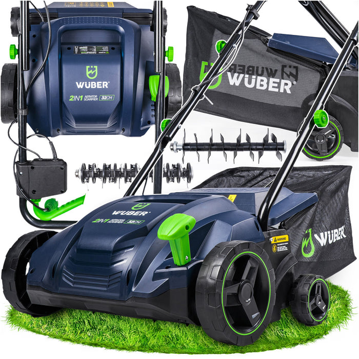 Aerator wertykulator Sklep narzędziowy WUBER 32 cm 1500 W z funkcją zbierania trawy