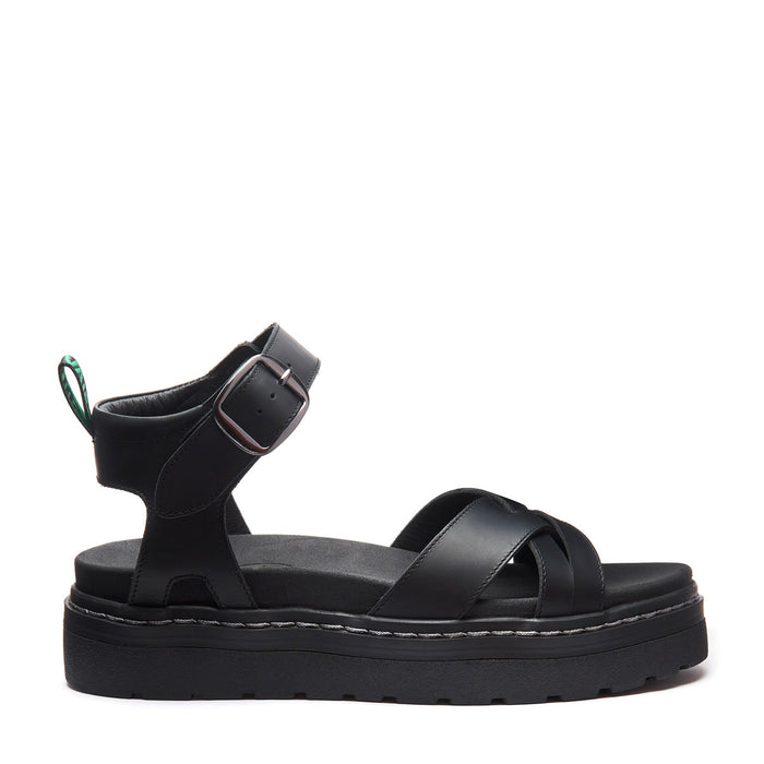 Ashby - Black Greasy One Strap Crossover Sandal