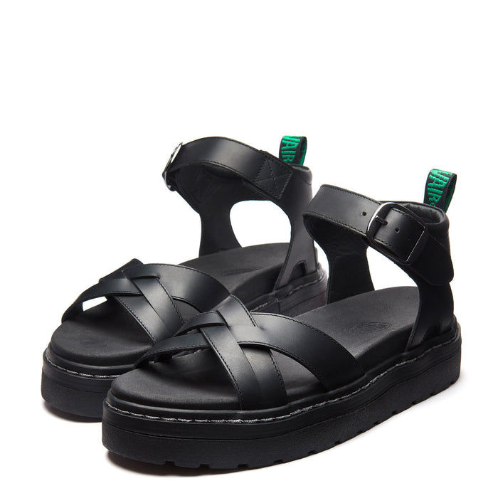 Ashby - Black Greasy One Strap Crossover Sandal