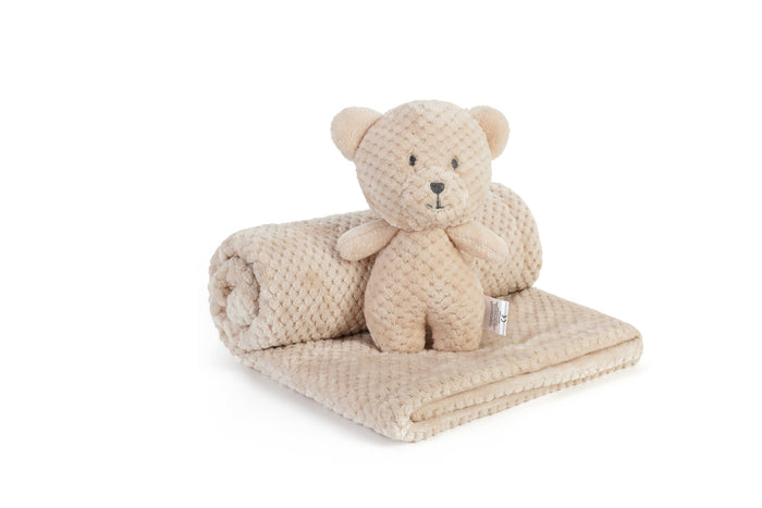 Beige Baby Blanket with Bear Plush Toy — Little Mamas Nursery