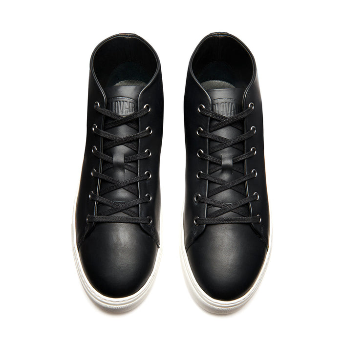 Black Calf High Top Sneaker (White Sole)