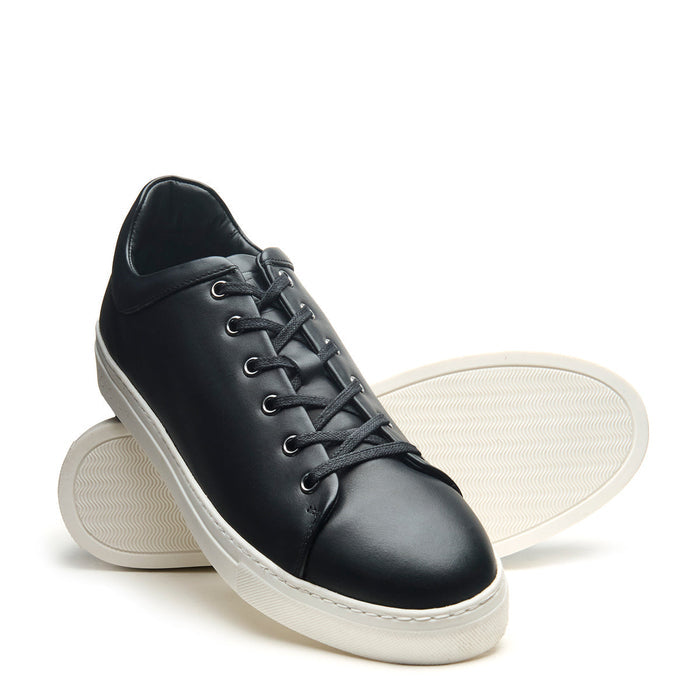 Black Calf Sneaker (White Sole)