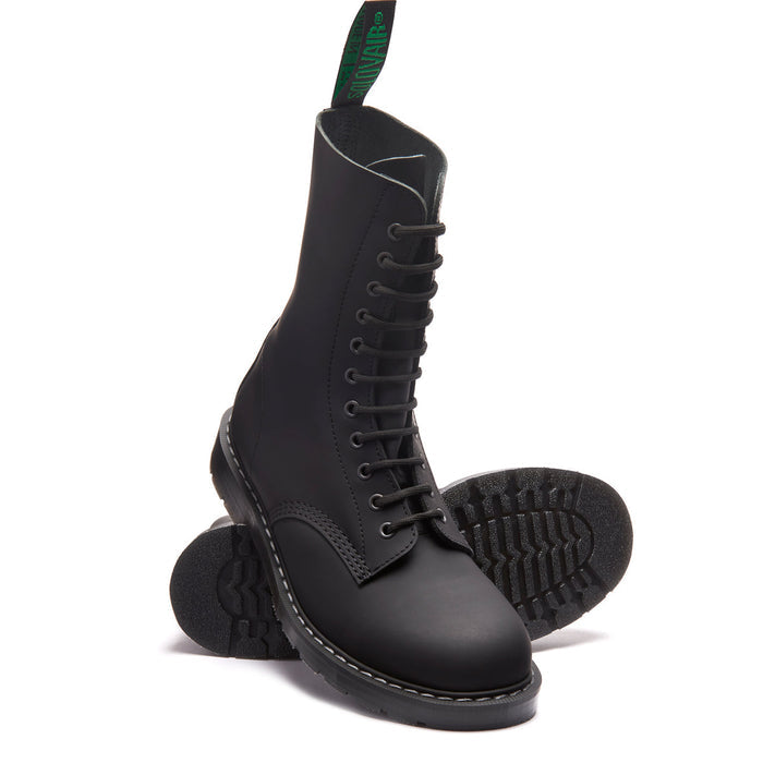 Black Greasy 11 Eye Derby Boot