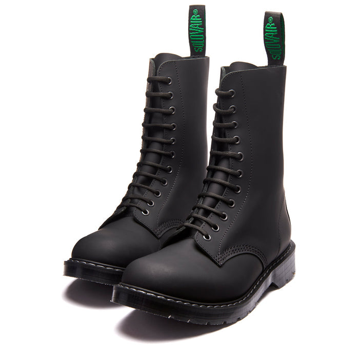 Black Greasy 11 Eye Derby Boot