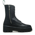 Black Greasy 11 Eye Zipped Platform Derby Boot
