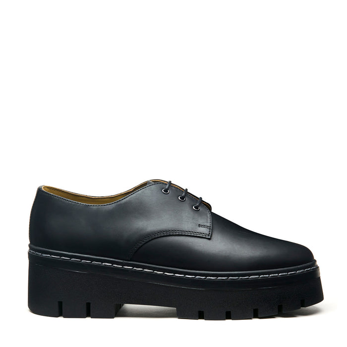 Black Greasy 3 Eye Platform Gibson Shoe