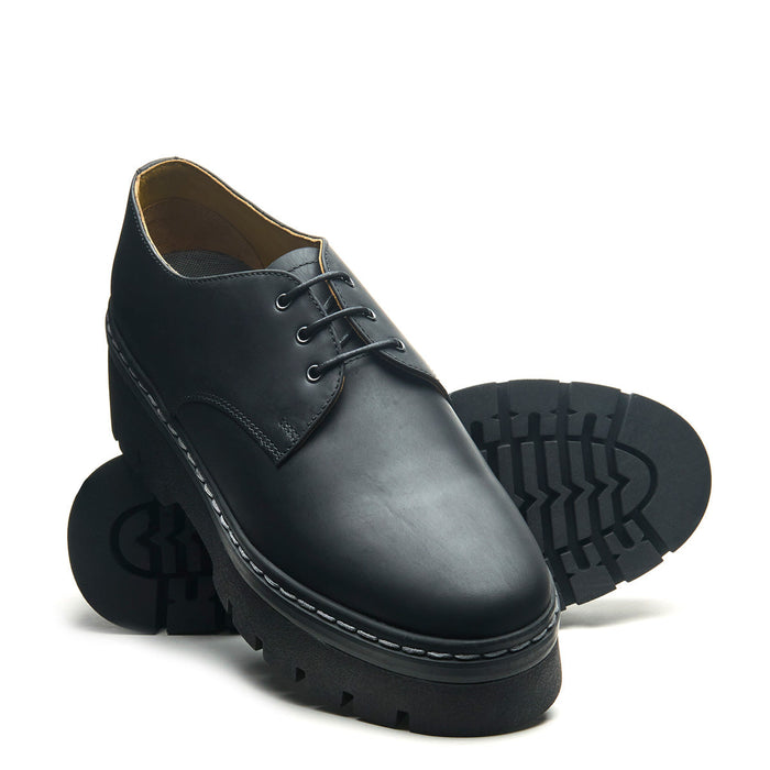 Black Greasy 3 Eye Platform Gibson Shoe