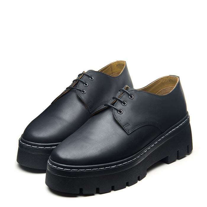 Black Greasy 3 Eye Platform Gibson Shoe