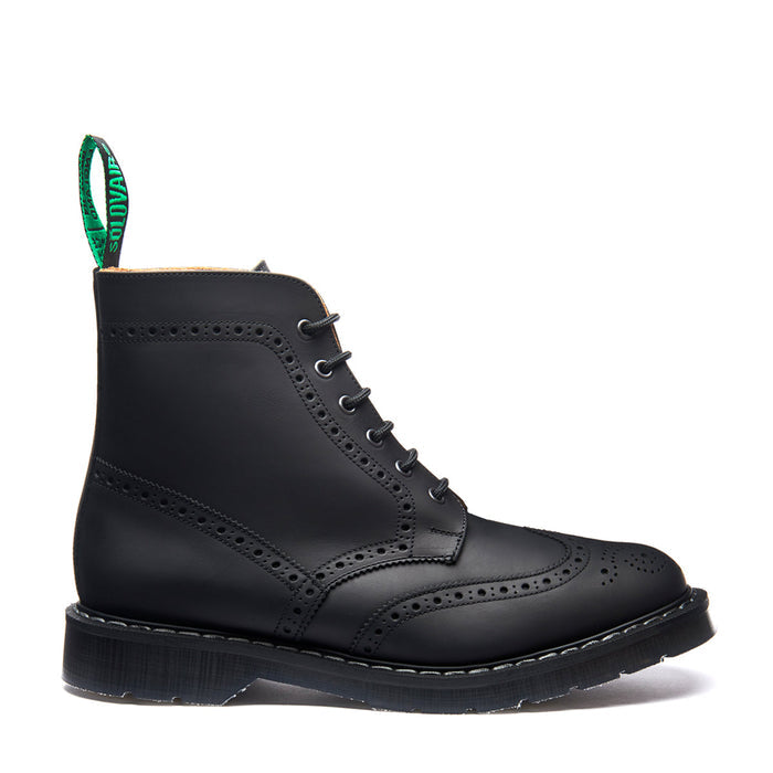 Black Greasy 6 Eye Brogue Boot