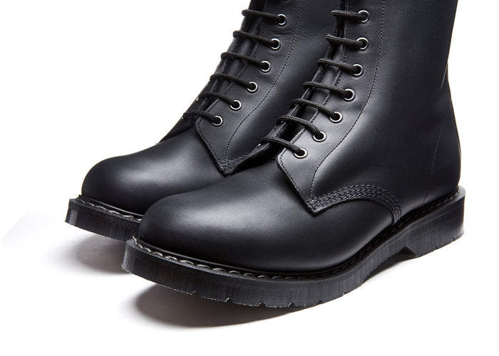 Black Greasy 8 Eye Derby Boot & Care Kit