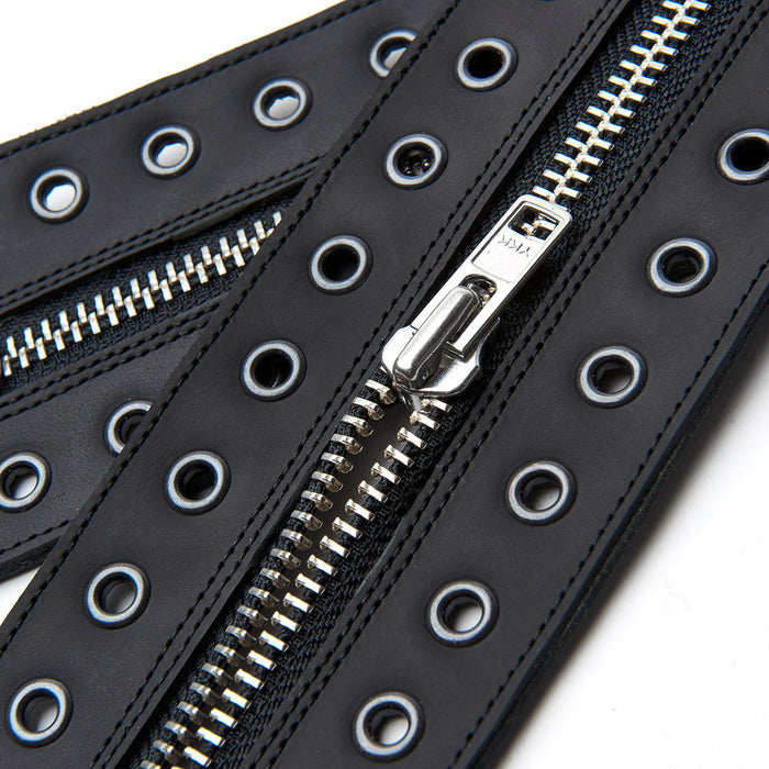 Black Greasy 8 Eye Derby Boot & Zip Guard