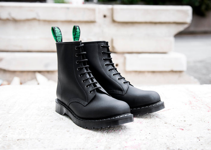 Black Greasy 8 Eye Derby Boot