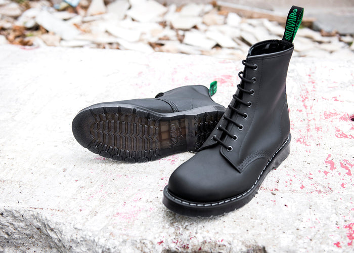 Black Greasy 8 Eye Derby Boot