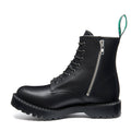 Black Greasy 8 Eye Zip Commando Derby Boot