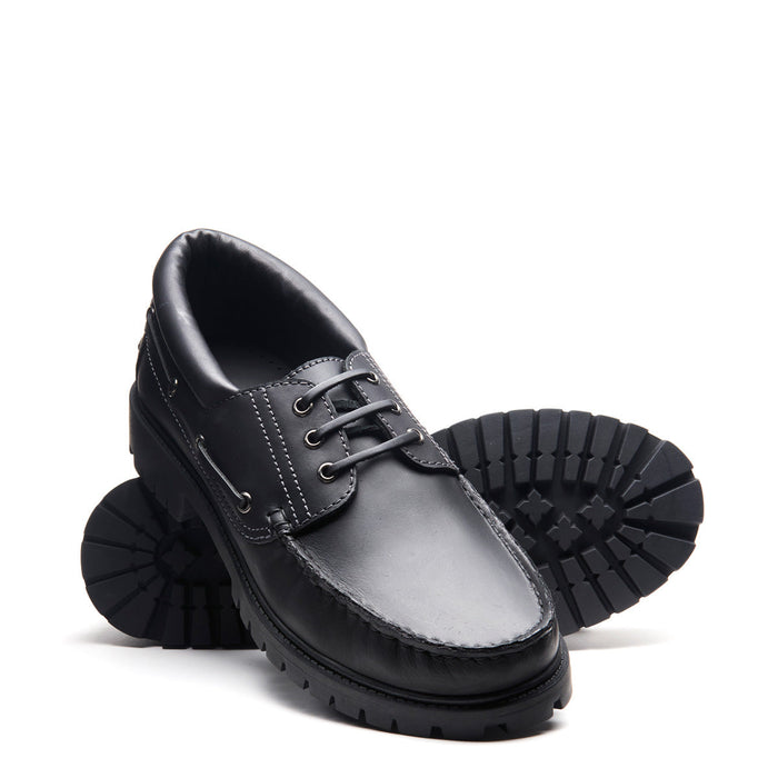 Black Greasy Boat Shoe