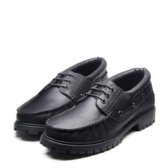 Black Greasy Boat Shoe