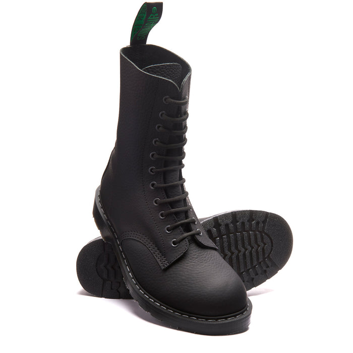 Black Greasy Grain 11 Eye Derby Boot