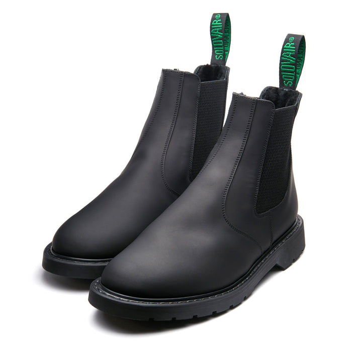 Black Greasy Shearling Lined Dealer Boot