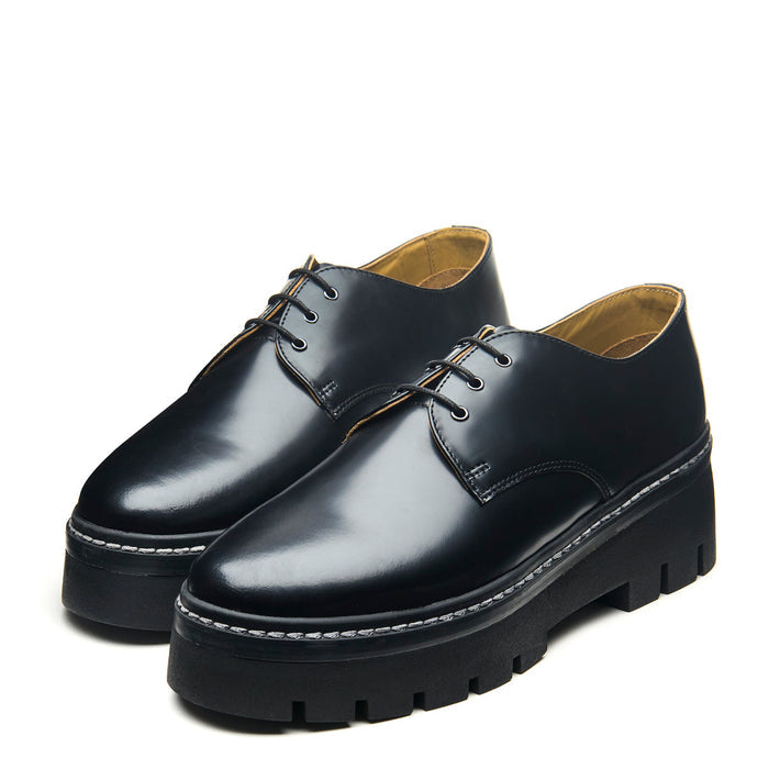 Black Hi-Shine 3 Eye Platform Gibson Shoe