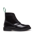 Black Hi-Shine 6 Eye Brogue Boot