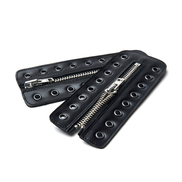 Black Hi-Shine 8 Eye Derby Boot & Zip Guard